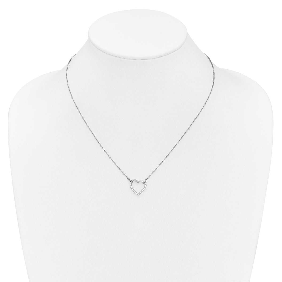 Lab-Grown Diamond Hearts Necklace in 14K White Gold (1/5 ct. tw.), 18 Inch - Sophia Jewelers