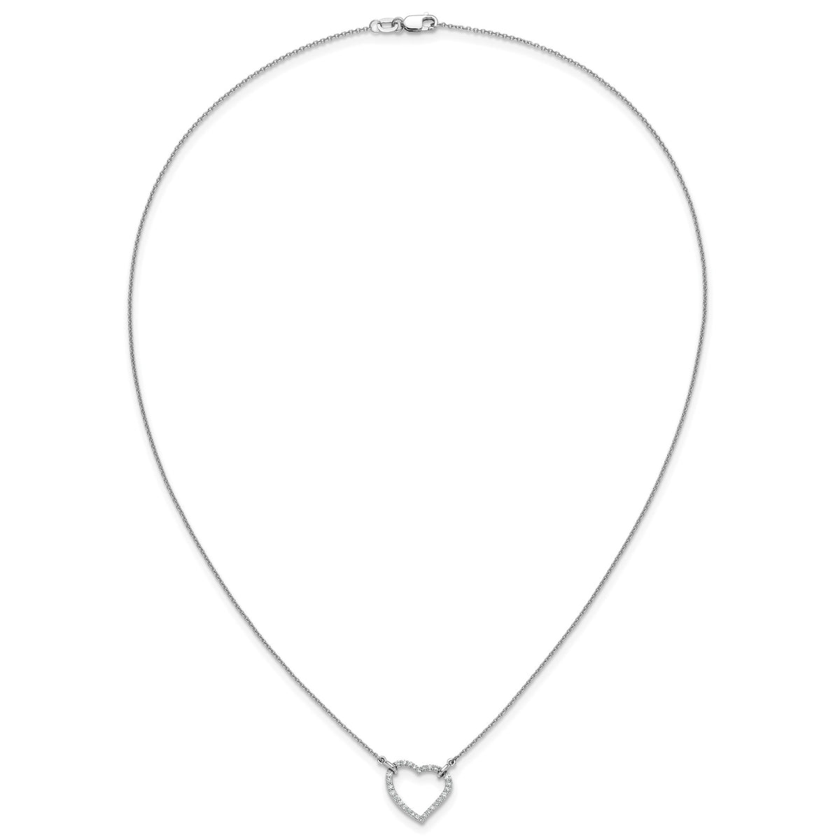 Lab-Grown Diamond Hearts Necklace in 14K White Gold (1/5 ct. tw.), 18 Inch - Sophia Jewelers
