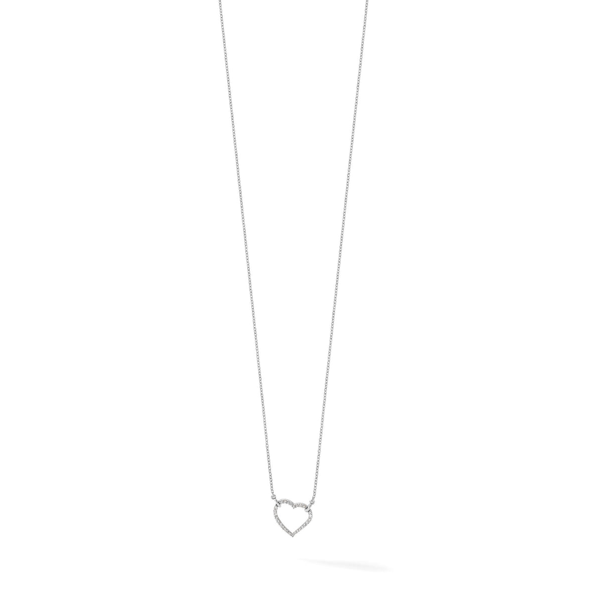 Lab-Grown Diamond Hearts Necklace in 14K White Gold (1/5 ct. tw.), 18 Inch - Sophia Jewelers