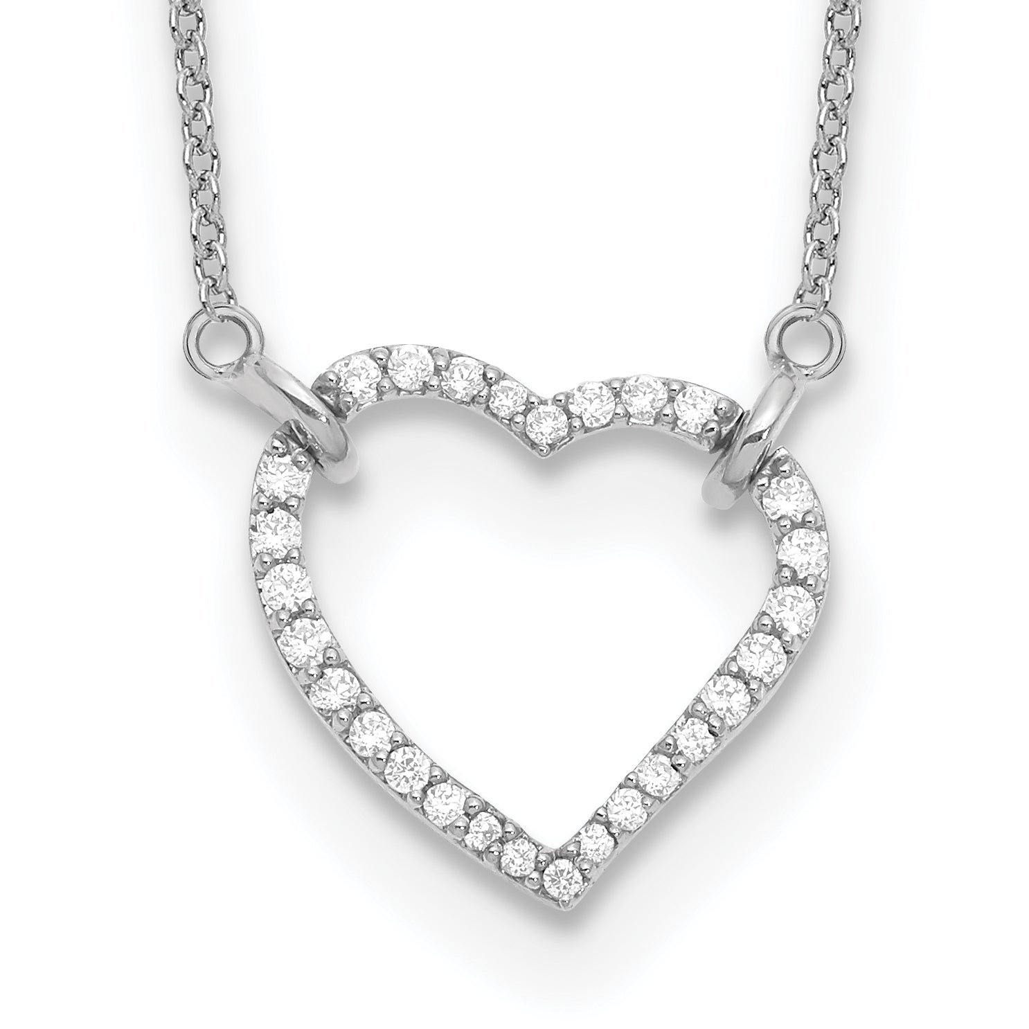 14k White Gold 1/5 carat Lab Grown Diamond VS/SI+ G+ Complete 18 inch Heart Necklace Main image