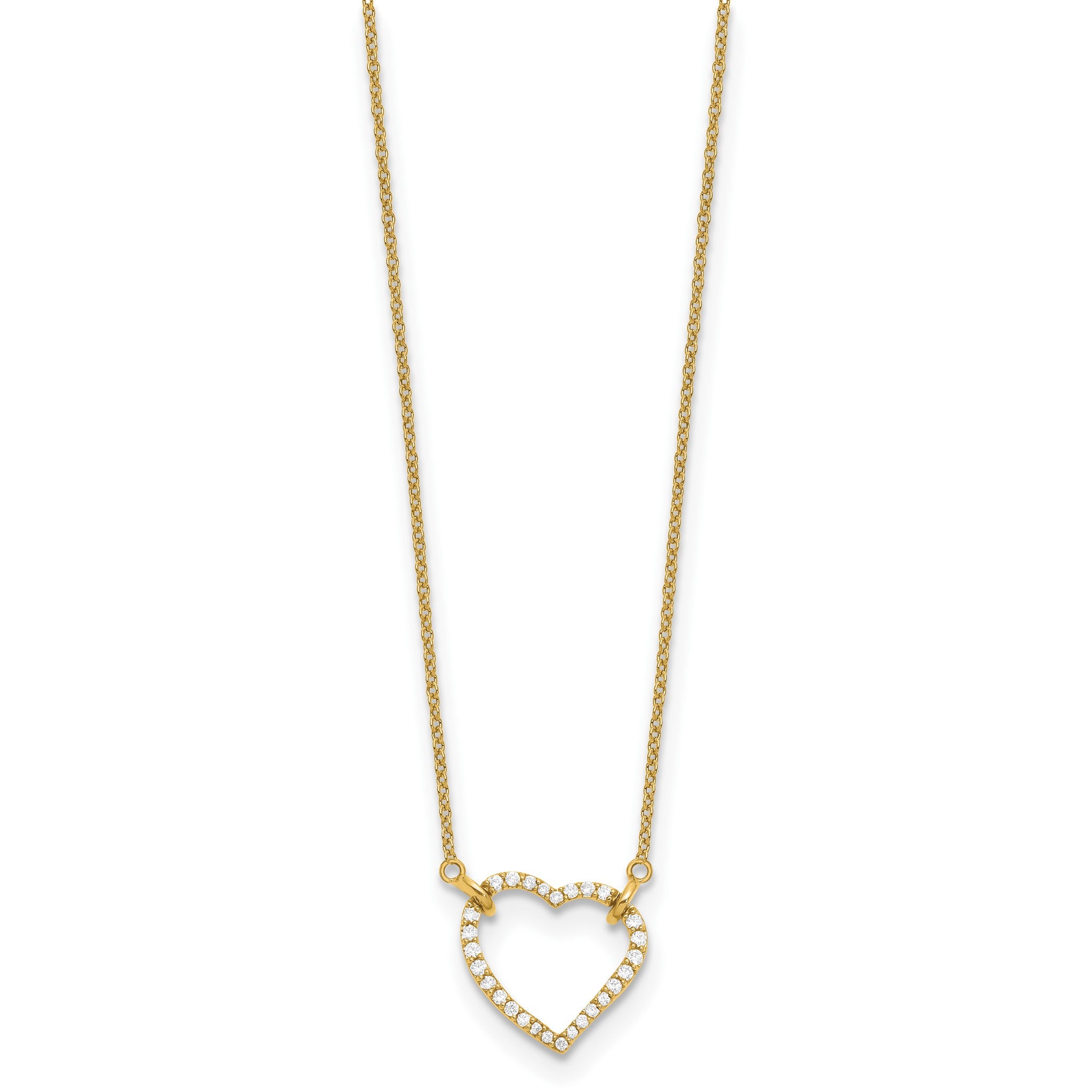 Lab-Grown Diamond Hearts Necklace in 14K Yellow Gold (1/5 ct. tw.), 18 Inch Secondary image