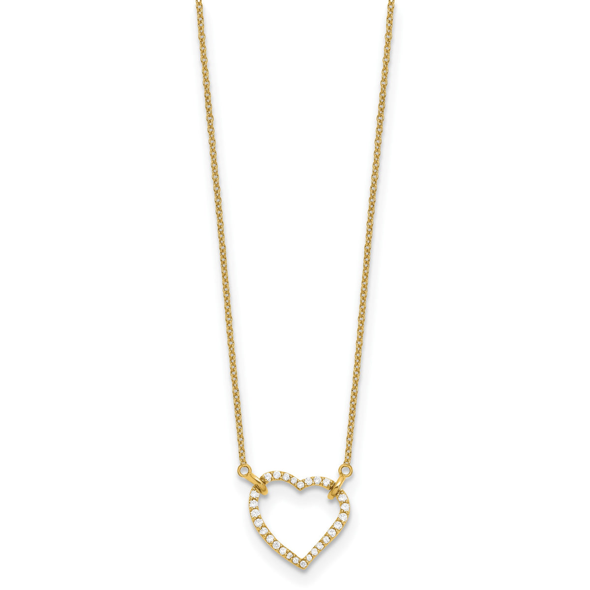 Lab-Grown Diamond Hearts Necklace in 14K Yellow Gold (1/5 ct. tw.), 18 Inch - Sophia Jewelers