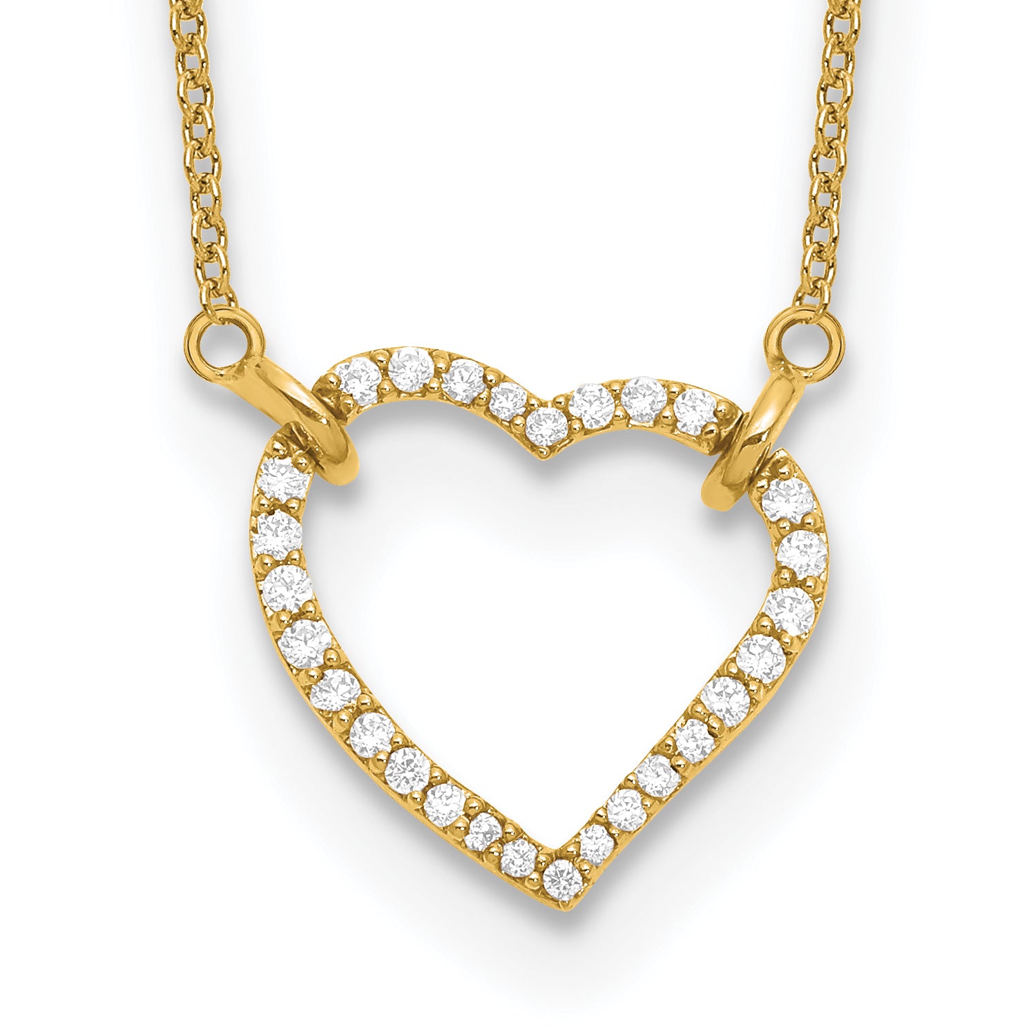 14k 1/5 carat Lab Grown Diamond VS/SI+ G+ Complete 18 inch Heart Necklace