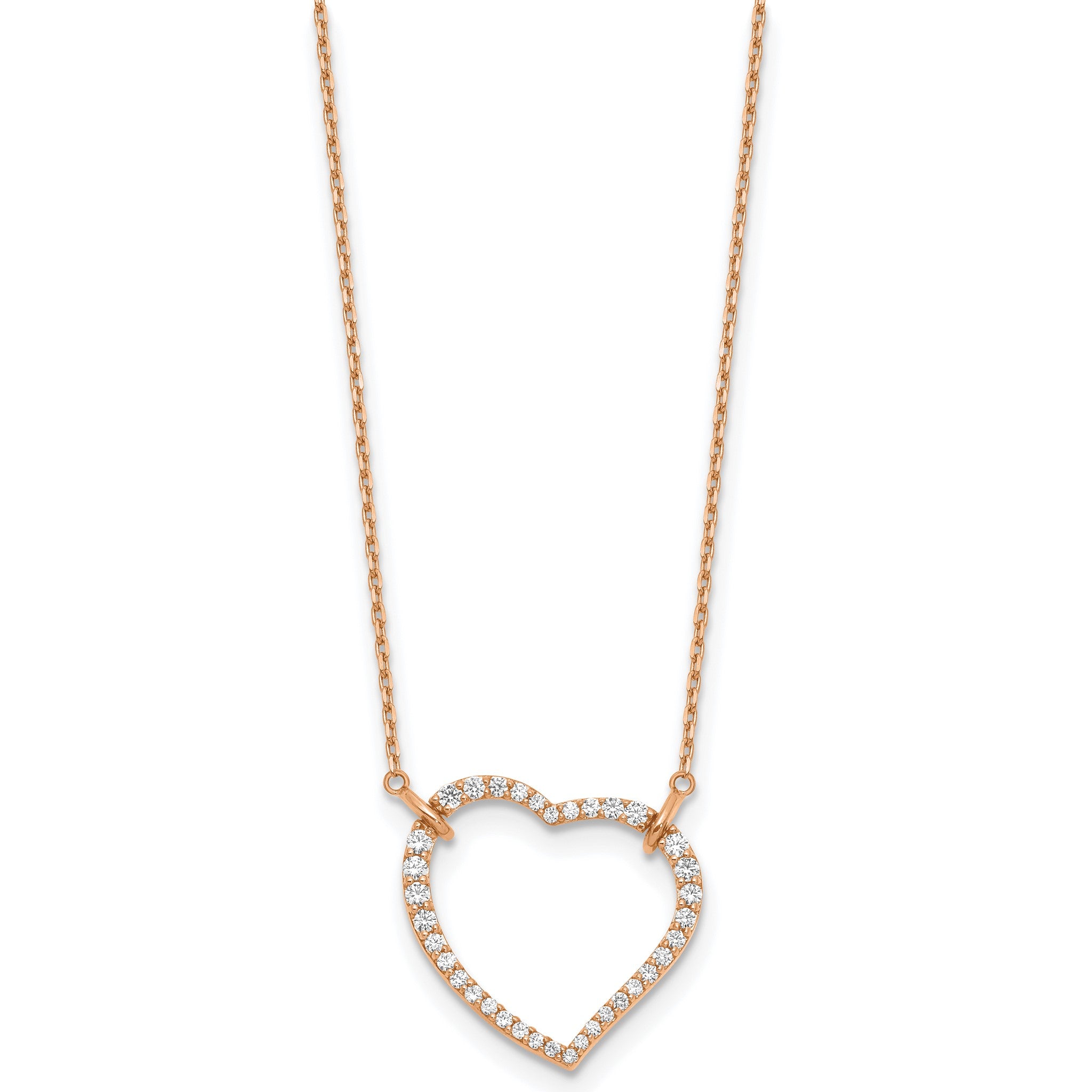 Lab-Grown Diamond Open Heart Necklace in 14K Rose Gold (3/4 ct. tw.), 18 Inch Secondary image