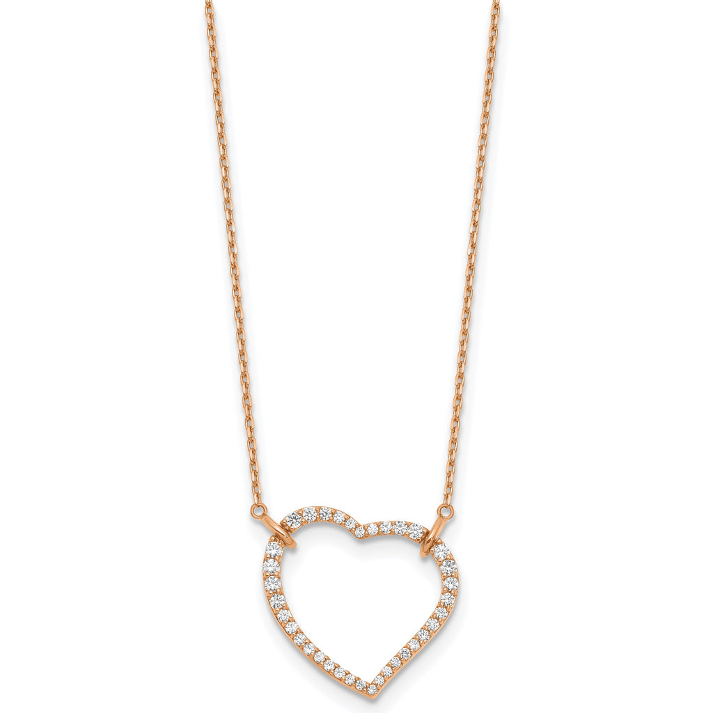 Lab-Grown Diamond Open Heart Necklace in 14K Rose Gold (3/4 ct. tw.), 18 Inch - Sophia Jewelers