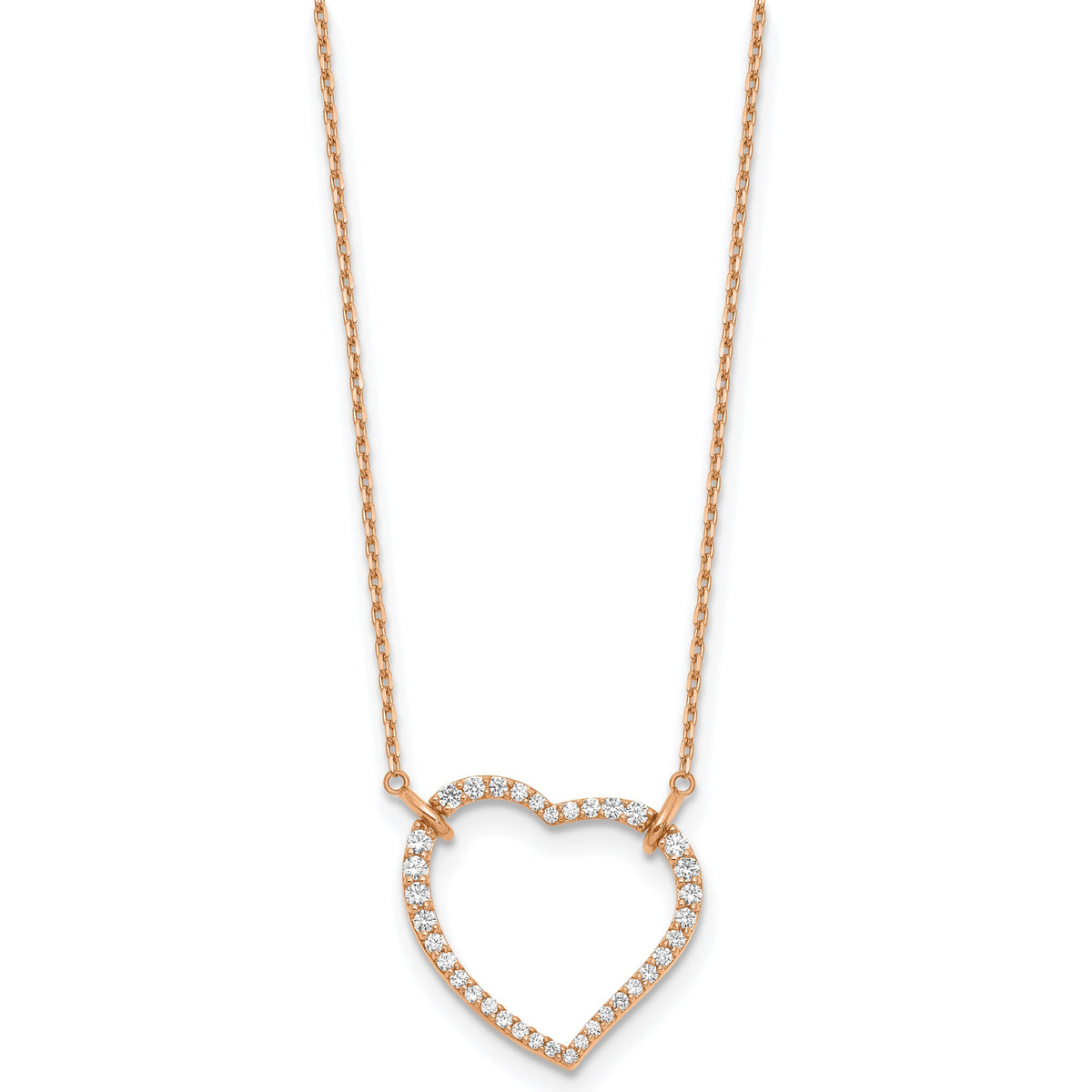 Lab-Grown Diamond Open Heart Necklace in 14K Rose Gold (3/4 ct. tw.), 18 Inch - Sophia Jewelers