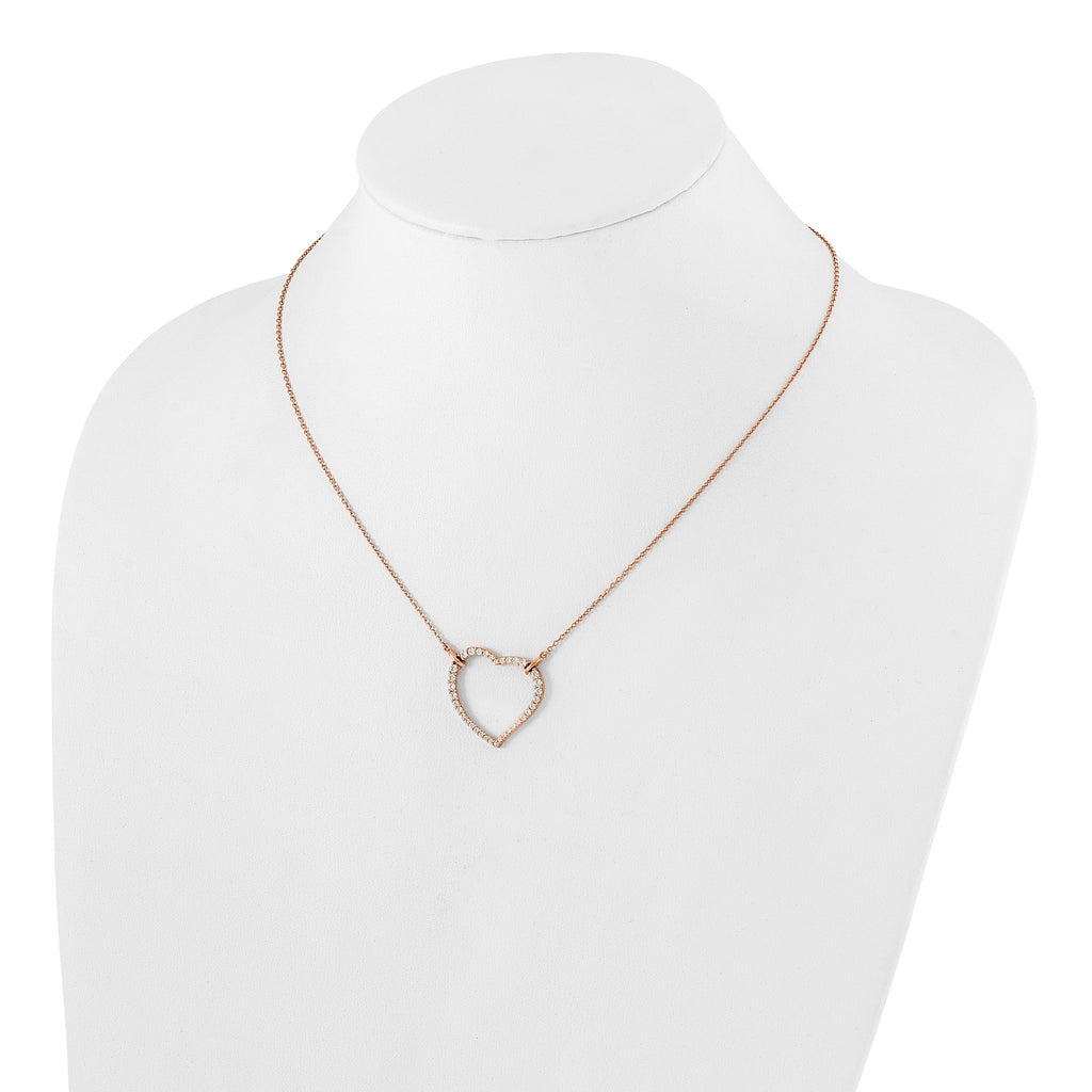 Lab-Grown Diamond Open Heart Necklace in 14K Rose Gold (3/4 ct. tw.), 18 Inch - Sophia Jewelers