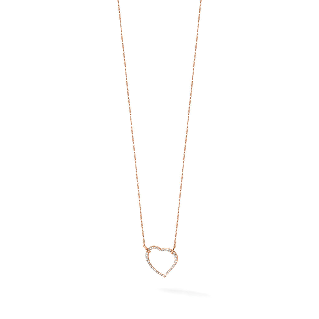 Lab-Grown Diamond Open Heart Necklace in 14K Rose Gold (3/4 ct. tw.), 18 Inch - Sophia Jewelers