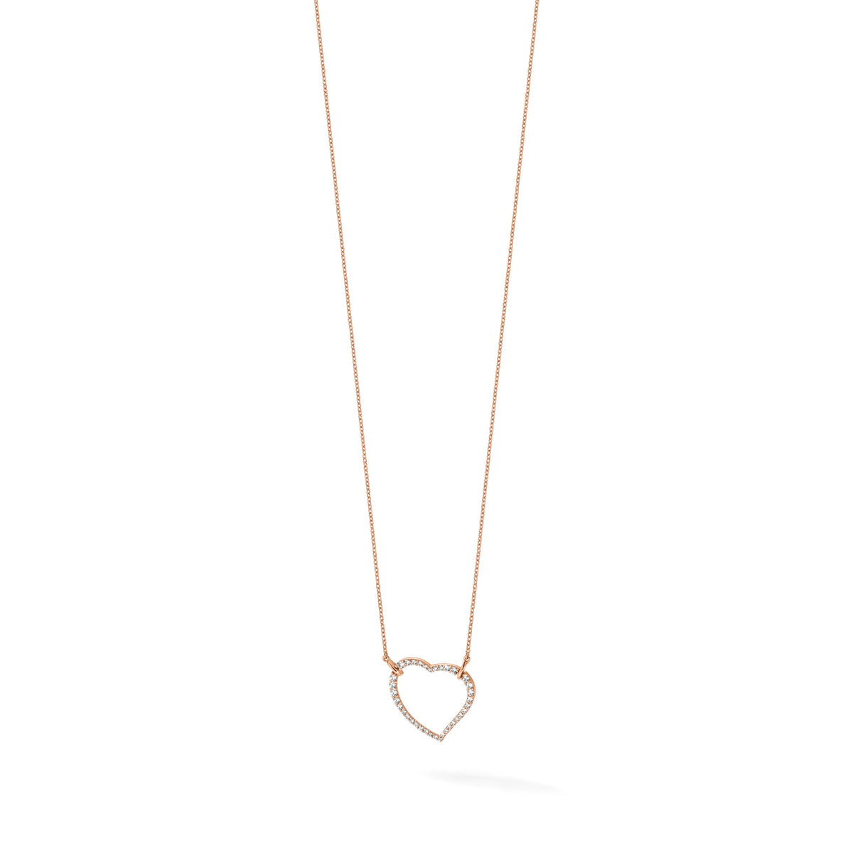 Lab-Grown Diamond Open Heart Necklace in 14K Rose Gold (3/4 ct. tw.), 18 Inch - Sophia Jewelers
