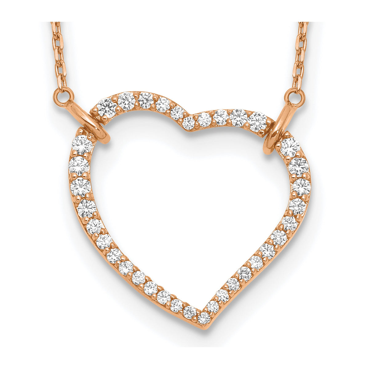 Lab-Grown Diamond Open Heart Necklace in 14K Rose Gold (3/4 ct. tw.), 18 Inch - Sophia Jewelers