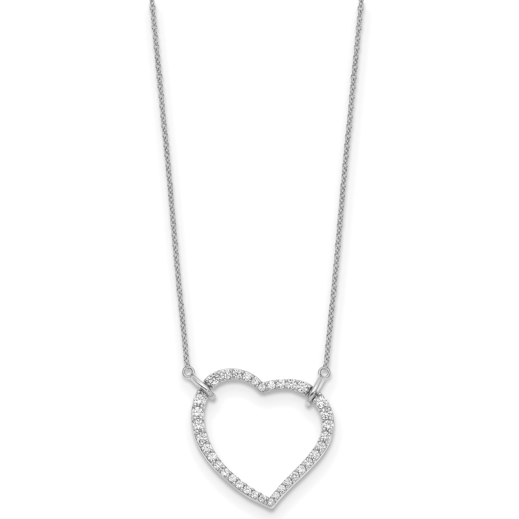 Lab-Grown Diamond Open Heart Necklace in 14K White Gold (3/4 ct. tw.), 18 Inch Secondary image