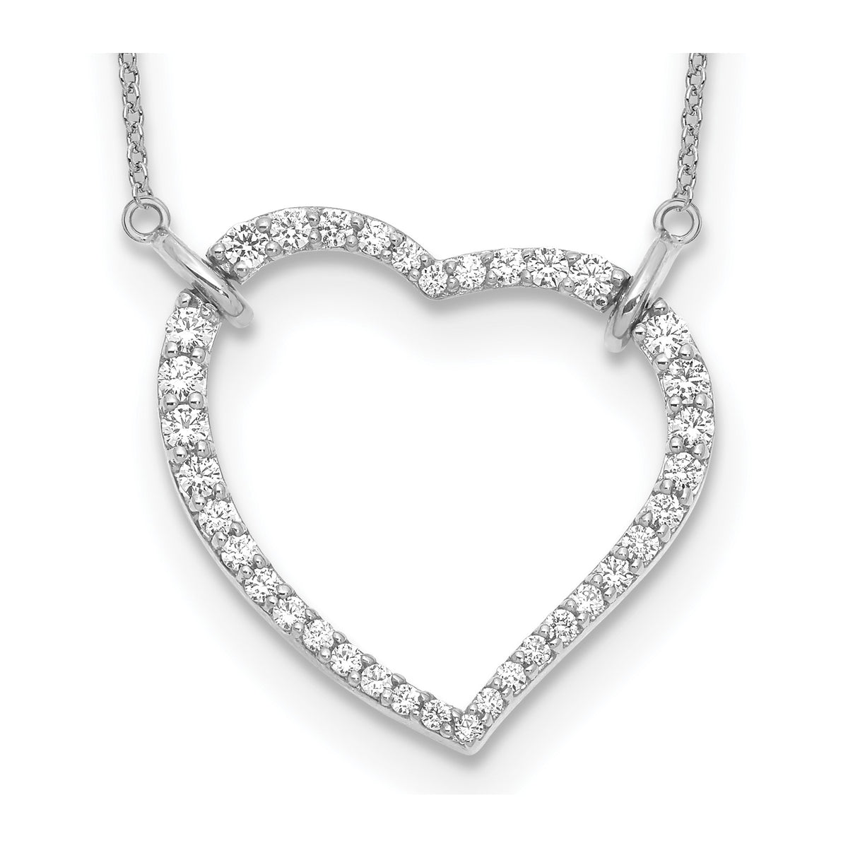 Lab-Grown Diamond Open Heart Necklace in 14K White Gold (3/4 ct. tw.), 18 Inch - Sophia Jewelers Main image