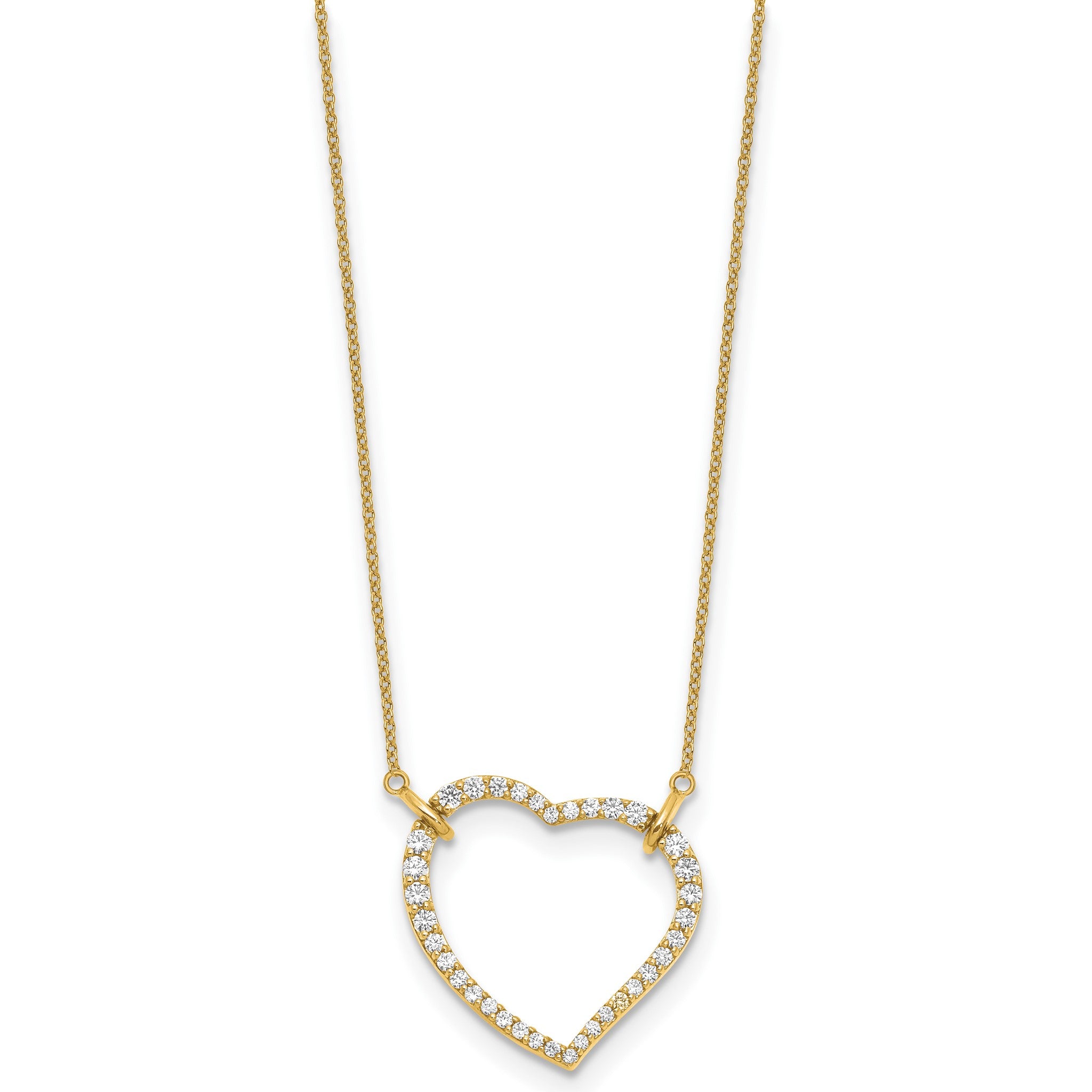 Lab-Grown Diamond Open Heart Necklace in 14K Yellow Gold (3/4 ct. tw.), 18 Inch Secondary image
