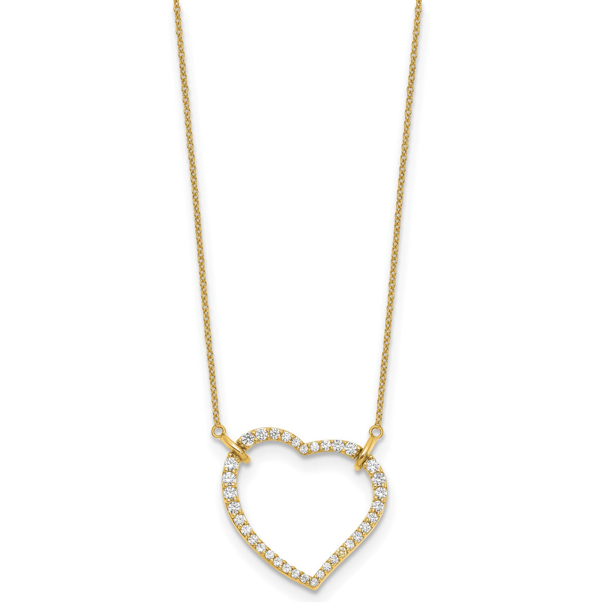 Lab-Grown Diamond Open Heart Necklace in 14K Yellow Gold (3/4 ct. tw.), 18 Inch - Sophia Jewelers