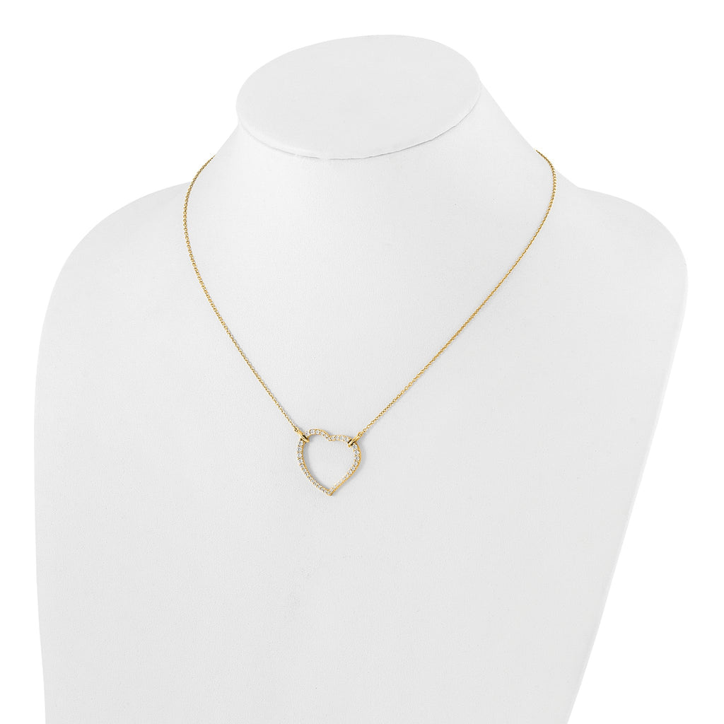 Lab-Grown Diamond Open Heart Necklace in 14K Yellow Gold (3/4 ct. tw.), 18 Inch - Sophia Jewelers