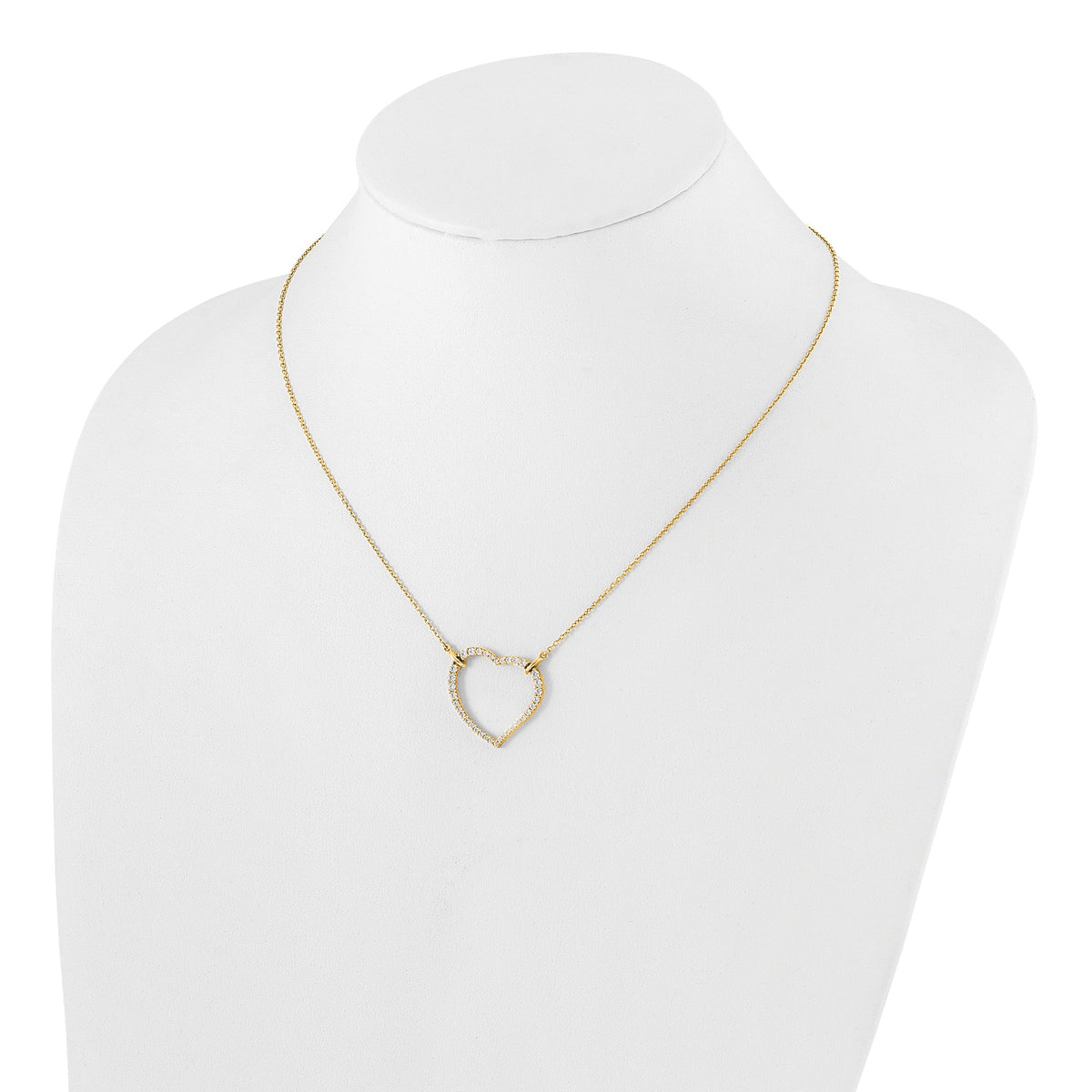 Lab-Grown Diamond Open Heart Necklace in 14K Yellow Gold (3/4 ct. tw.), 18 Inch - Sophia Jewelers