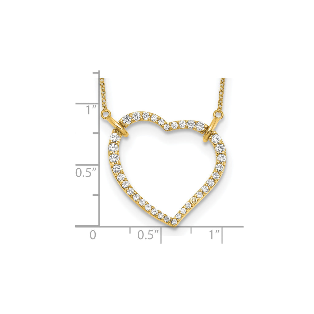 Lab-Grown Diamond Open Heart Necklace in 14K Yellow Gold (3/4 ct. tw.), 18 Inch - Sophia Jewelers