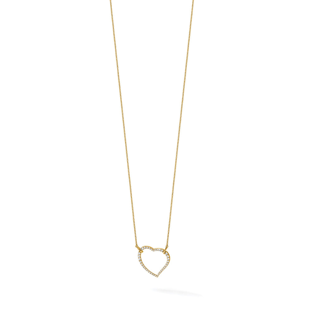 Lab-Grown Diamond Open Heart Necklace in 14K Yellow Gold (3/4 ct. tw.), 18 Inch - Sophia Jewelers