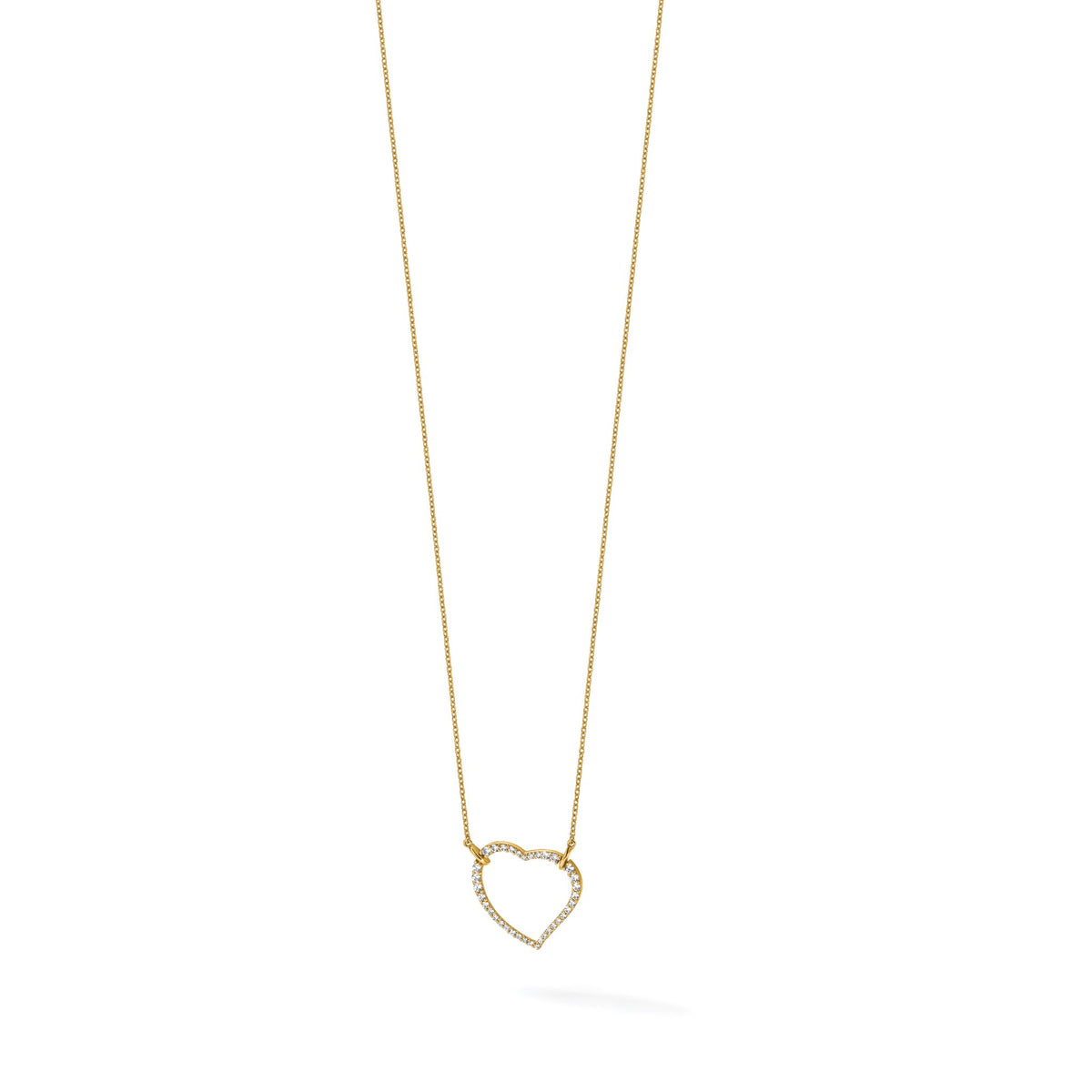 Lab-Grown Diamond Open Heart Necklace in 14K Yellow Gold (3/4 ct. tw.), 18 Inch - Sophia Jewelers