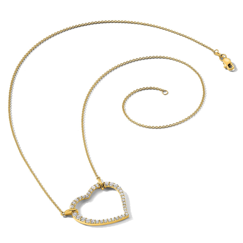 Lab-Grown Diamond Open Heart Necklace in 14K Yellow Gold (3/4 ct. tw.), 18 Inch - Sophia Jewelers