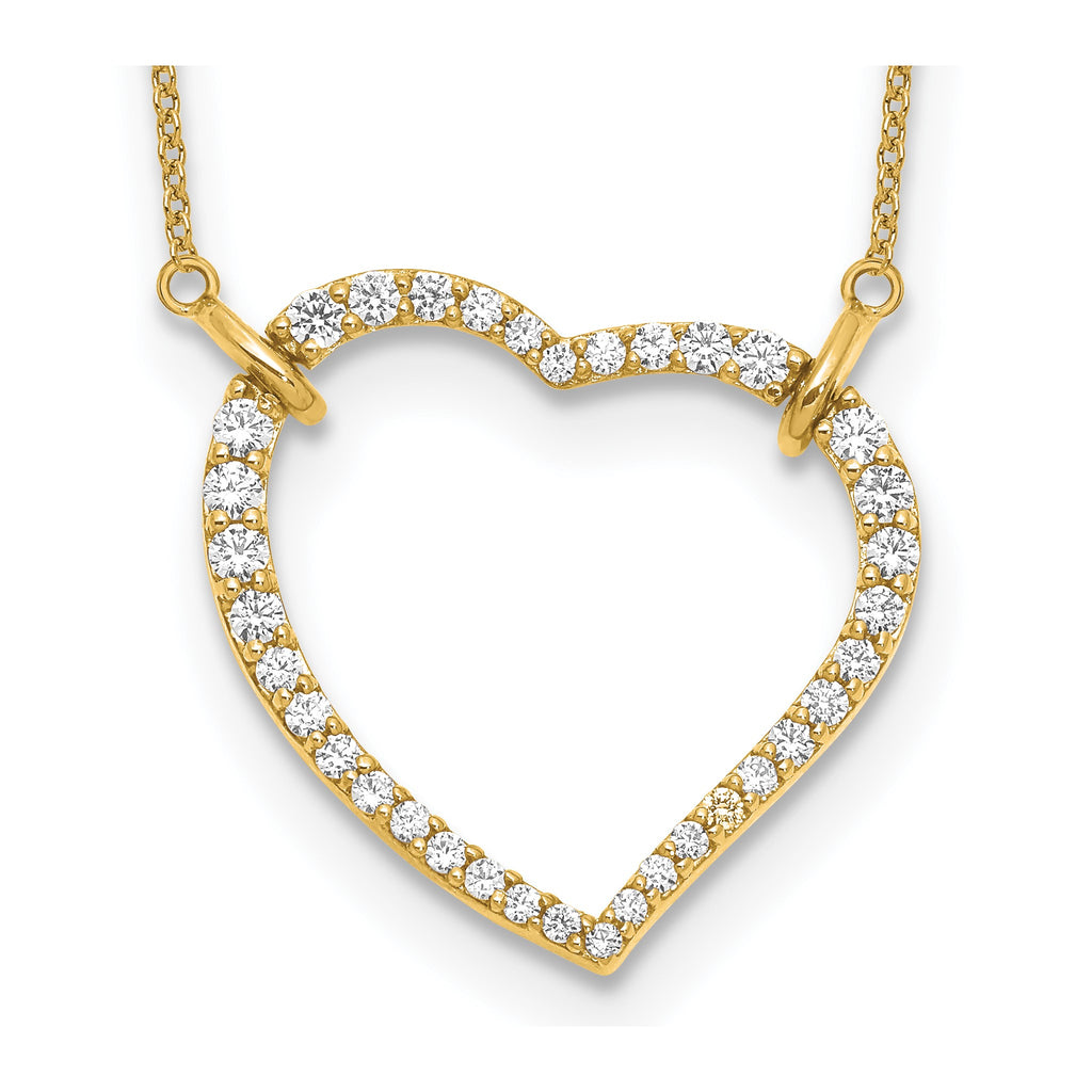 Lab-Grown Diamond Open Heart Necklace in 14K Yellow Gold (3/4 ct. tw.), 18 Inch - Sophia Jewelers