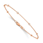 True Origin 14k Rose Gold 1/6 carat Lab Grown Diamond VS+ F+ Seven Station 7 inch Bracelet