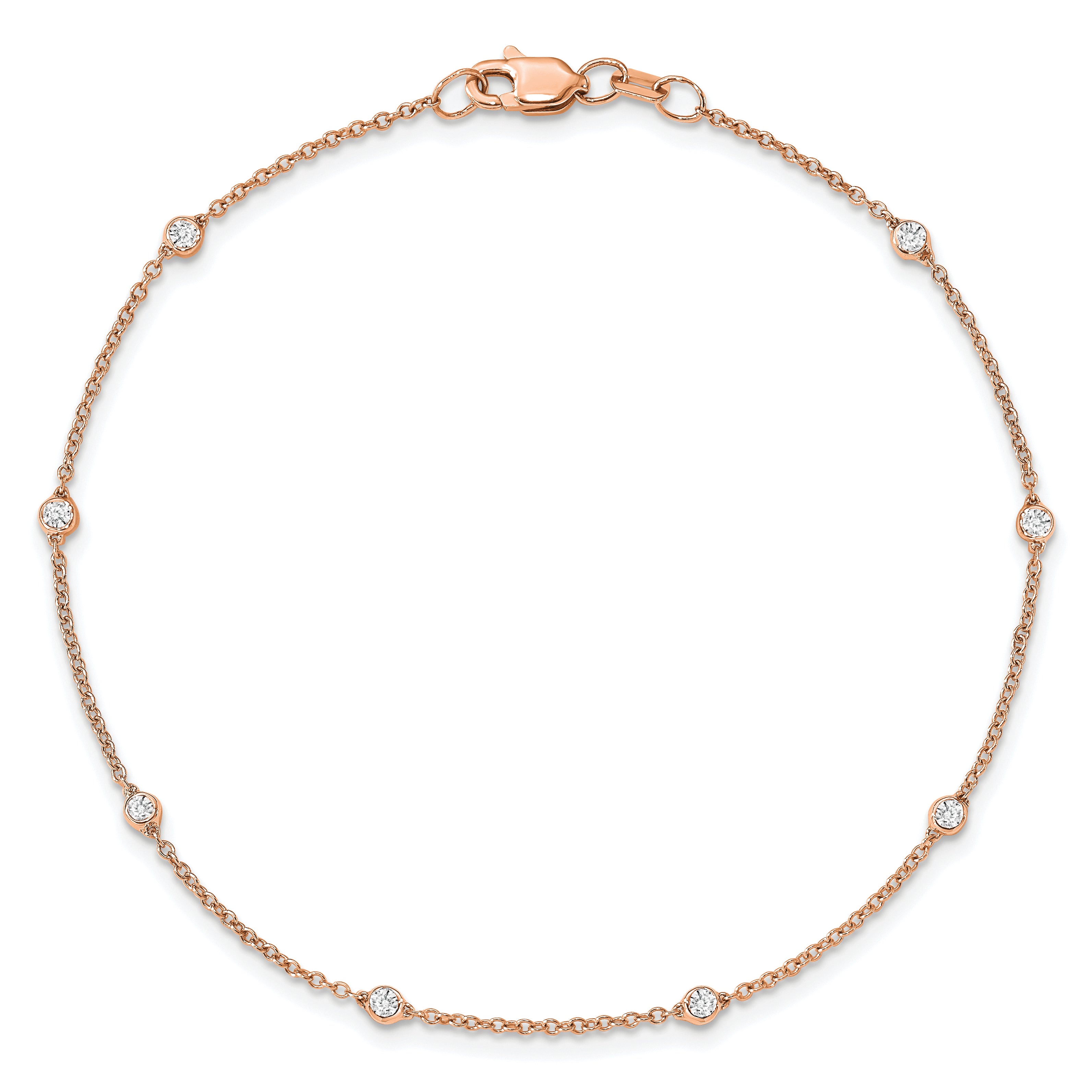 True Origin 14k Rose Gold 1/6 carat Lab Grown Diamond VS+ F+ Eight Station 8 inch Bracelet