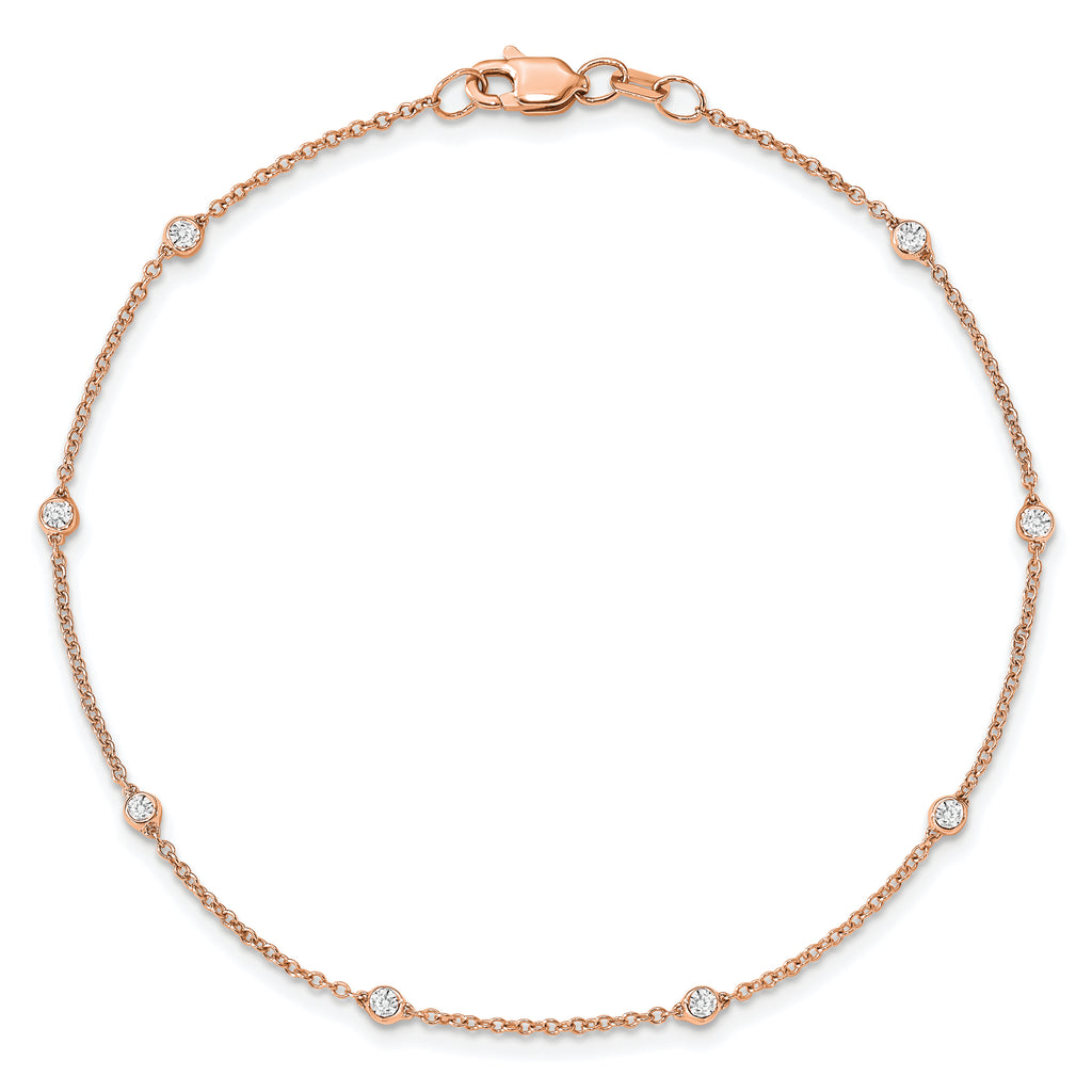 True Origin 14k Rose Gold 1/6 carat Lab Grown Diamond VS+ F+ Eight Station 8 inch Bracelet