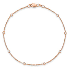 True Origin 14k Rose Gold 1/6 carat Lab Grown Diamond VS+ F+ Eight Station 8 inch Bracelet