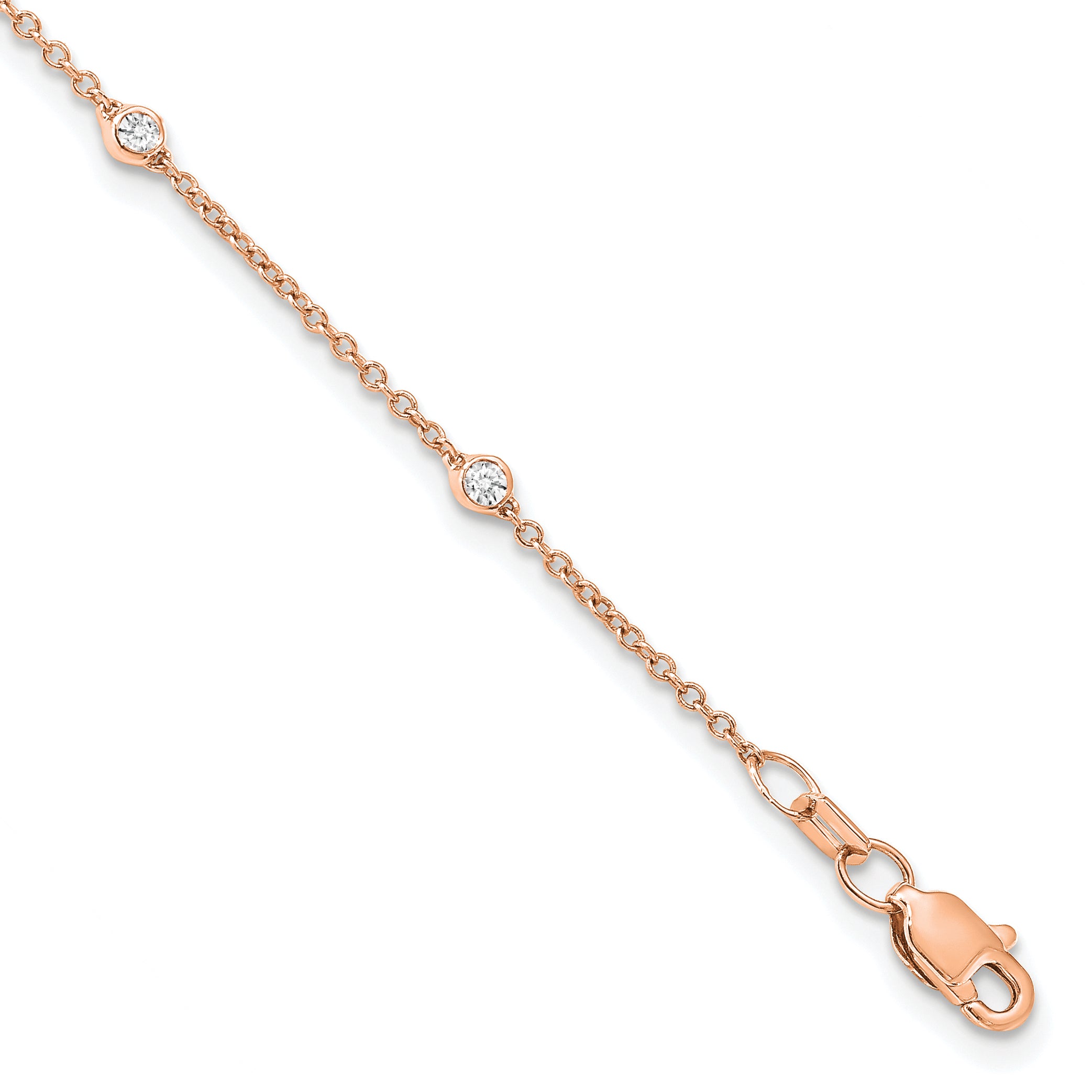 True Origin 14k Rose Gold 1/6 carat Lab Grown Diamond VS+ F+ Eight Station 8 inch Bracelet