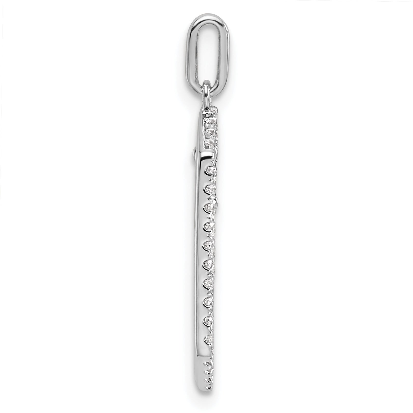 14K White Gold Polished Diamond Framed Dangle Cross Pendant