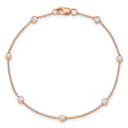 True Origin 14k Rose Gold 3/8 carat Lab Grown Diamond VS+ F+ Seven Station 7 inch Bracelet