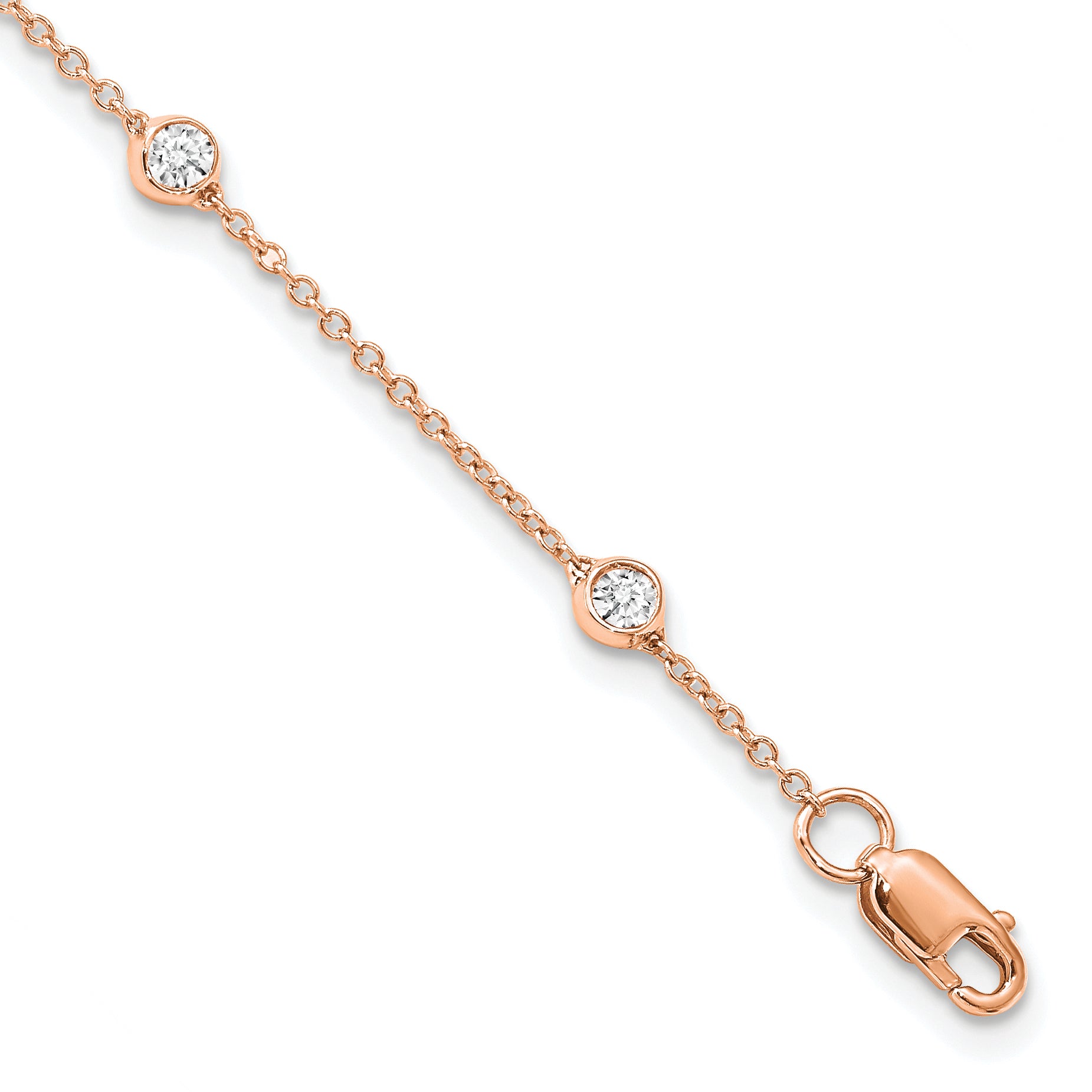 True Origin 14k Rose Gold 3/8 carat Lab Grown Diamond VS+ F+ Seven Station 7 inch Bracelet Main image