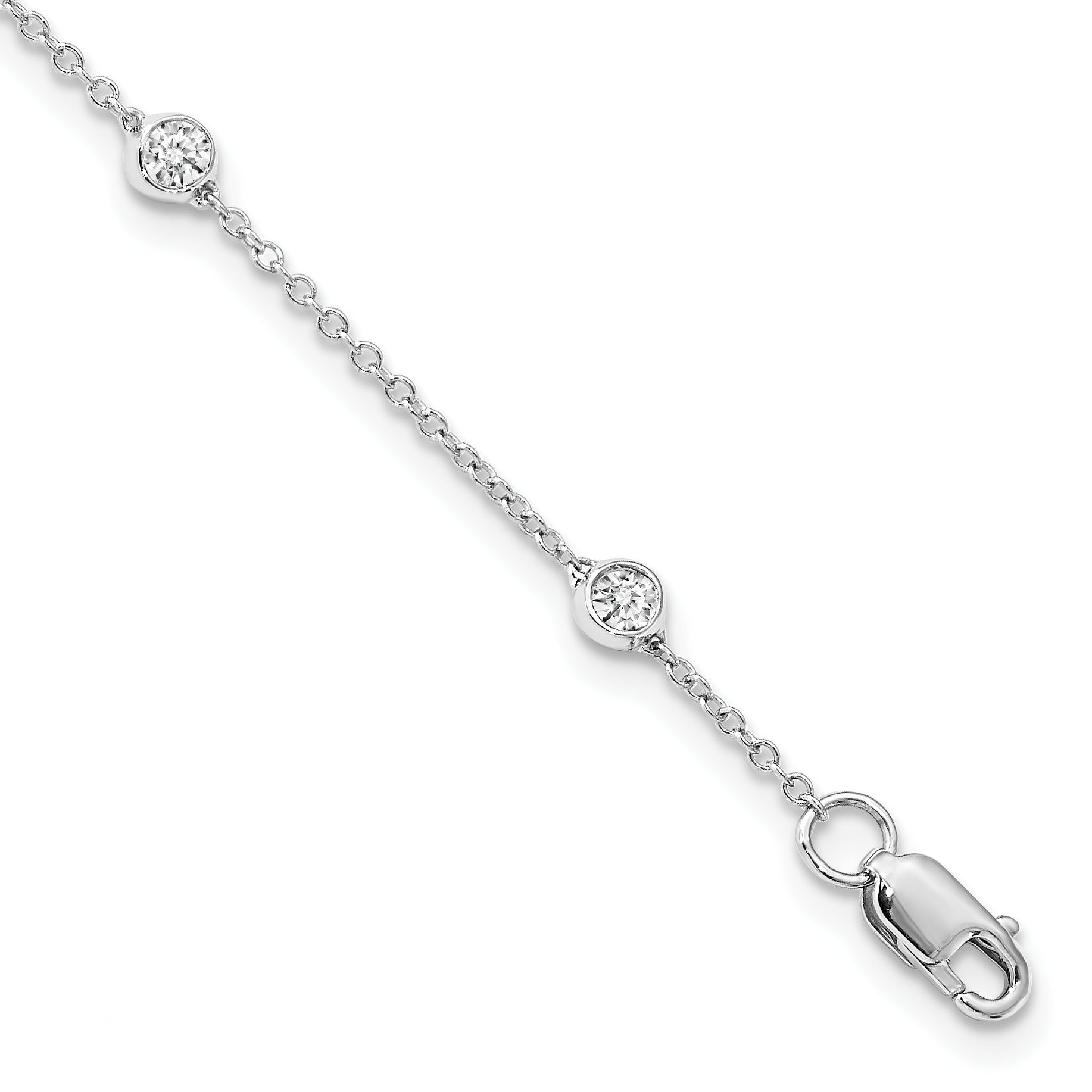 True Origin 14k White Gold 3/8 carat Lab Grown Diamond VS+ F+ Seven Station 7 inch Bracelet