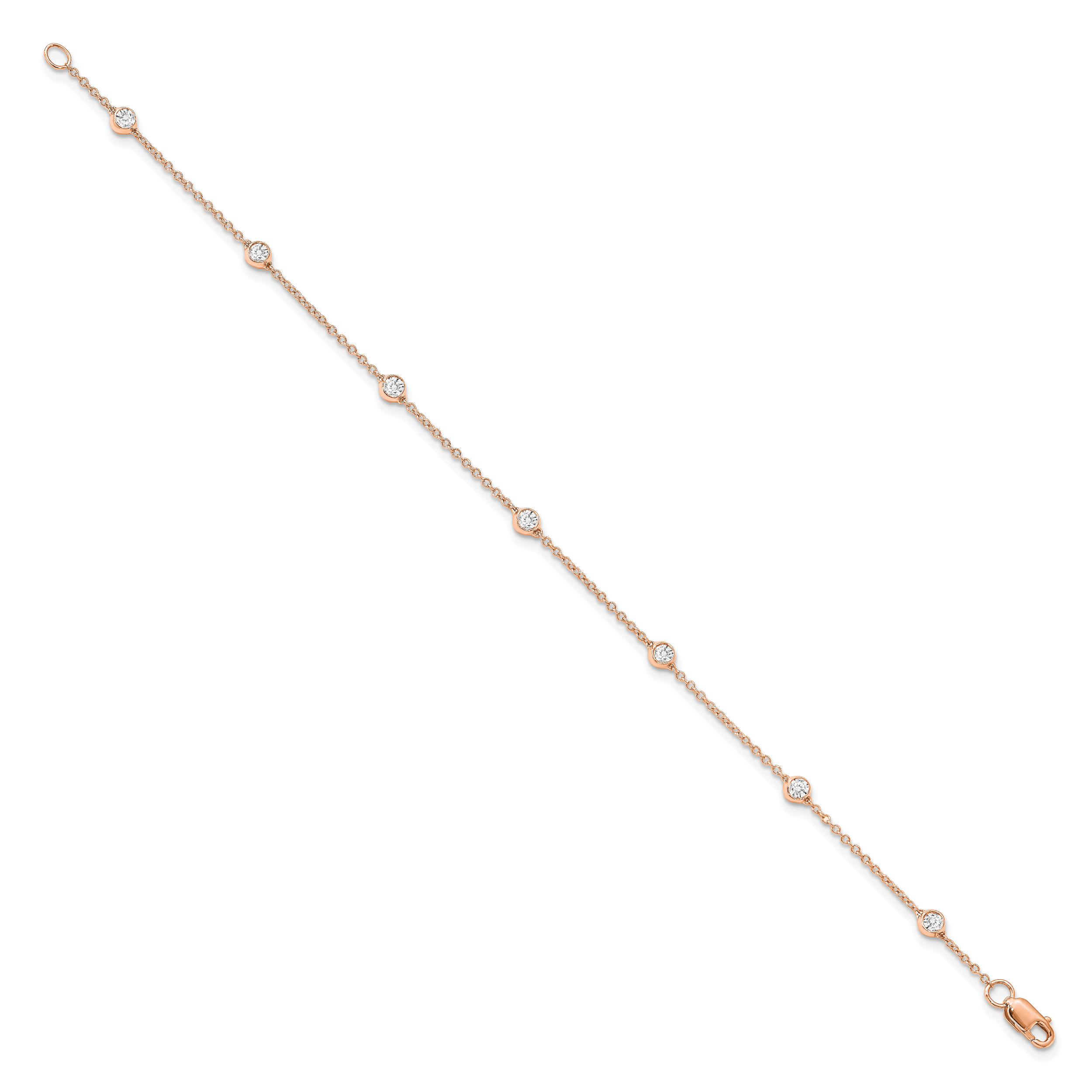 True Origin 14k Rose Gold 1/2 carat Lab Grown Diamond VS+ F+ Eight Station 8 inch Bracelet