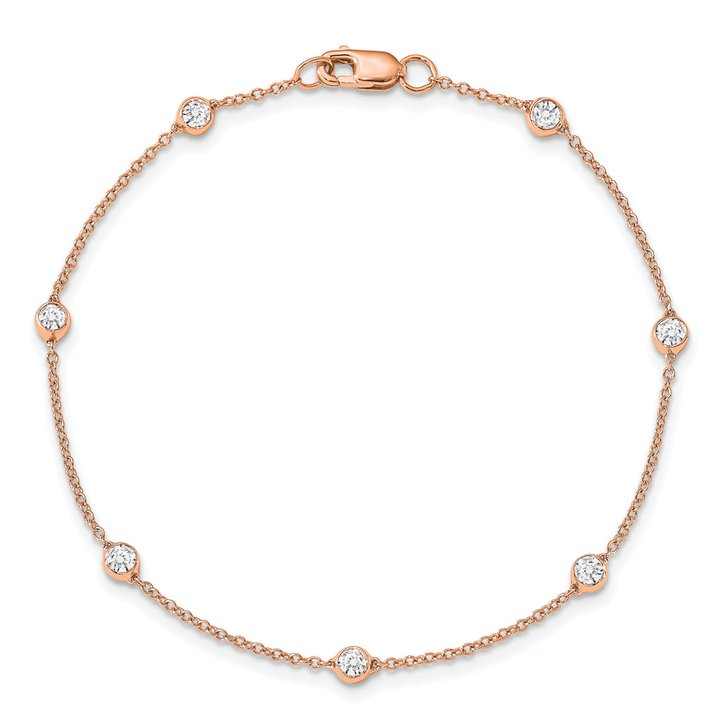True Origin 14k Rose Gold 1/2 carat Lab Grown Diamond VS+ F+ Eight Station 8 inch Bracelet