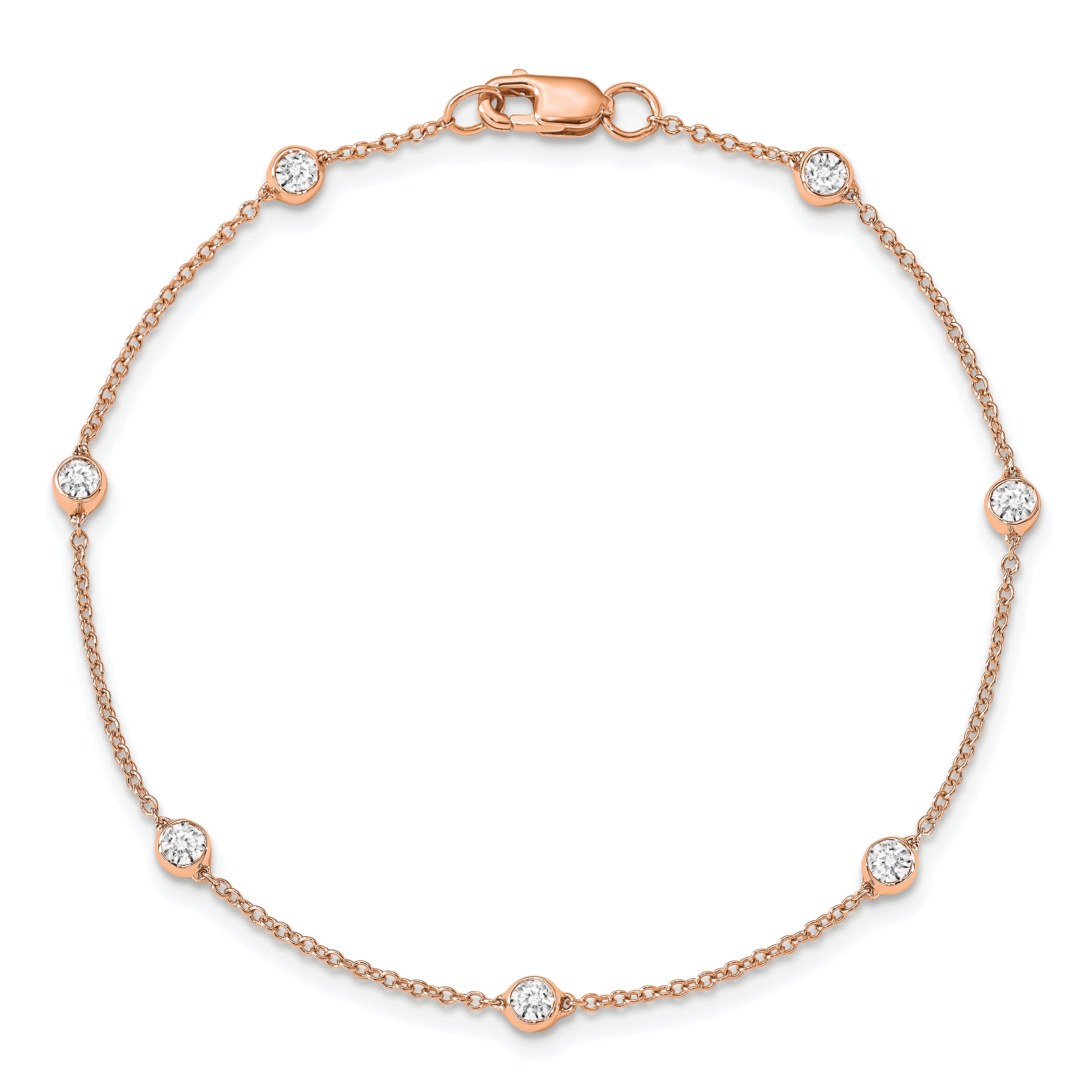 True Origin 14k Rose Gold 1/2 carat Lab Grown Diamond VS+ F+ Eight Station 8 inch Bracelet