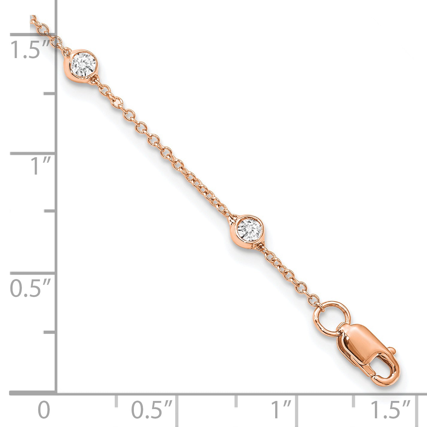 True Origin 14k Rose Gold 1/2 carat Lab Grown Diamond VS+ F+ Eight Station 8 inch Bracelet