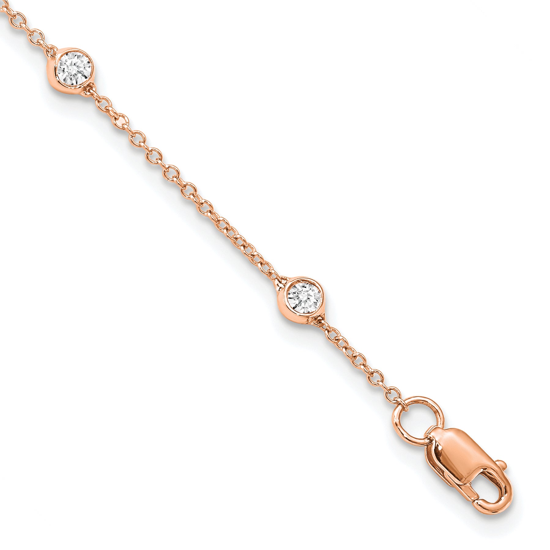 True Origin 14k Rose Gold 1/2 carat Lab Grown Diamond VS+ F+ Eight Station 8 inch Bracelet Main image