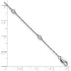 14k White Gold Complete 1/10 carat Bezel-set Diamond and Cable Chain 5-Station 7 inch Bracelet