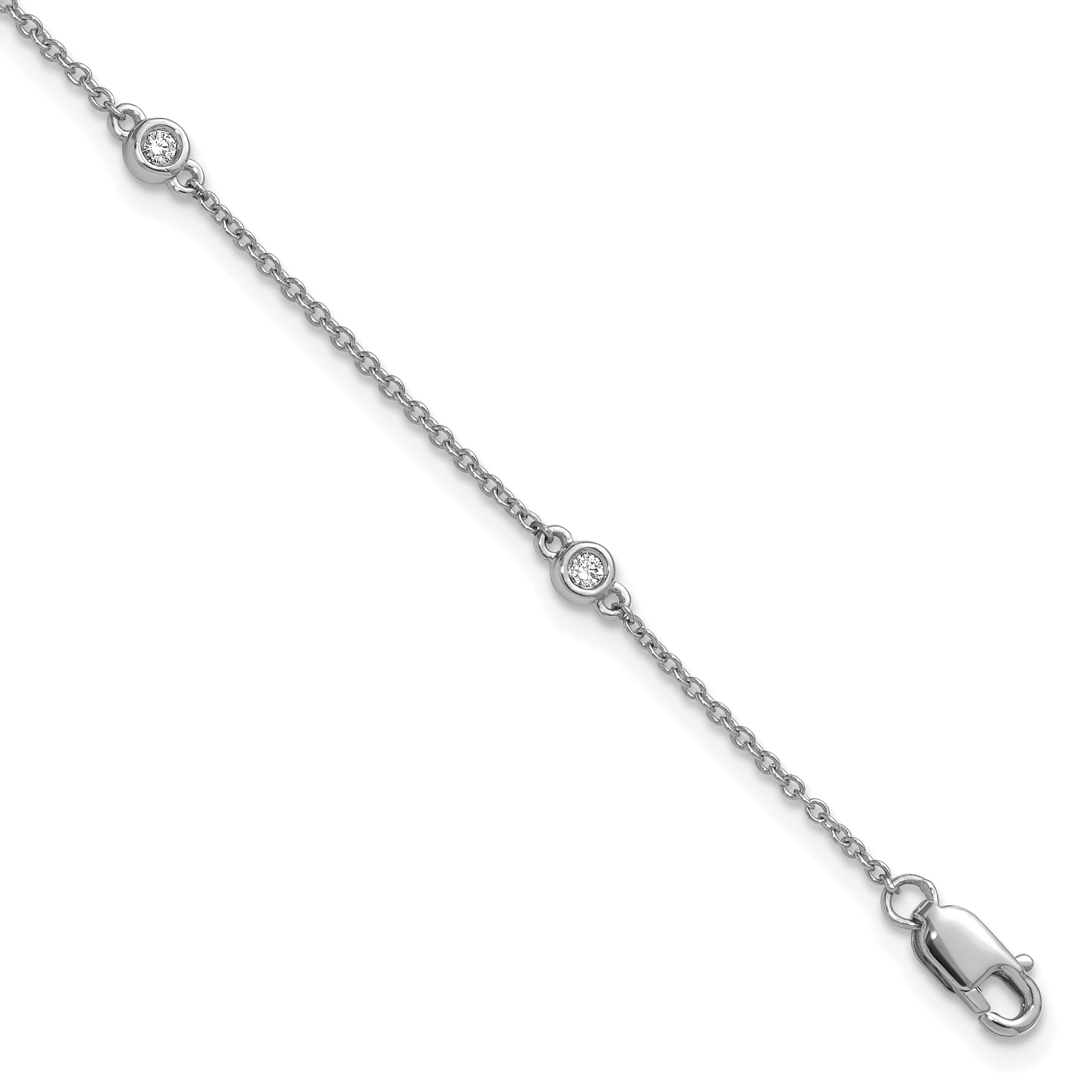 14k White Gold Complete 1/10 carat Bezel-set Diamond and Cable Chain 5-Station 7 inch Bracelet Main image