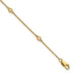 14k Complete 1/10 carat Bezel-set Diamond and Cable Chain 5-Station 7 inch Bracelet