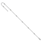 14k White Gold Complete 1/8 carat Bezel-set Diamond and Cable Chain 7-Station 9 inch Anklet