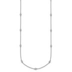14k White Gold Complete 1/3 carat Bezel-set Diamond and Cable Chain 17-Station 20 inch Necklace
