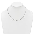14k White Gold Complete 1/4 carat Bezel-set Diamond and Cable Chain 15-Station 18 inch Necklace