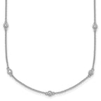 14k White Gold Complete 1/3 carat Bezel-set Diamond and Cable Chain 17-Station 20 inch Necklace