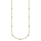 14k Complete 1/3 carat Bezel-set Diamond and Cable Chain 17-Station 20 inch Necklace