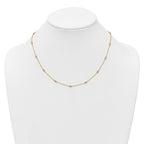 14k Complete 1/4 carat Bezel-set Diamond and Cable Chain 15-Station 18 inch Necklace