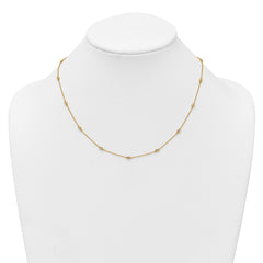 14k Complete 1/4 carat Bezel-set Diamond and Cable Chain 15-Station 18 inch Necklace