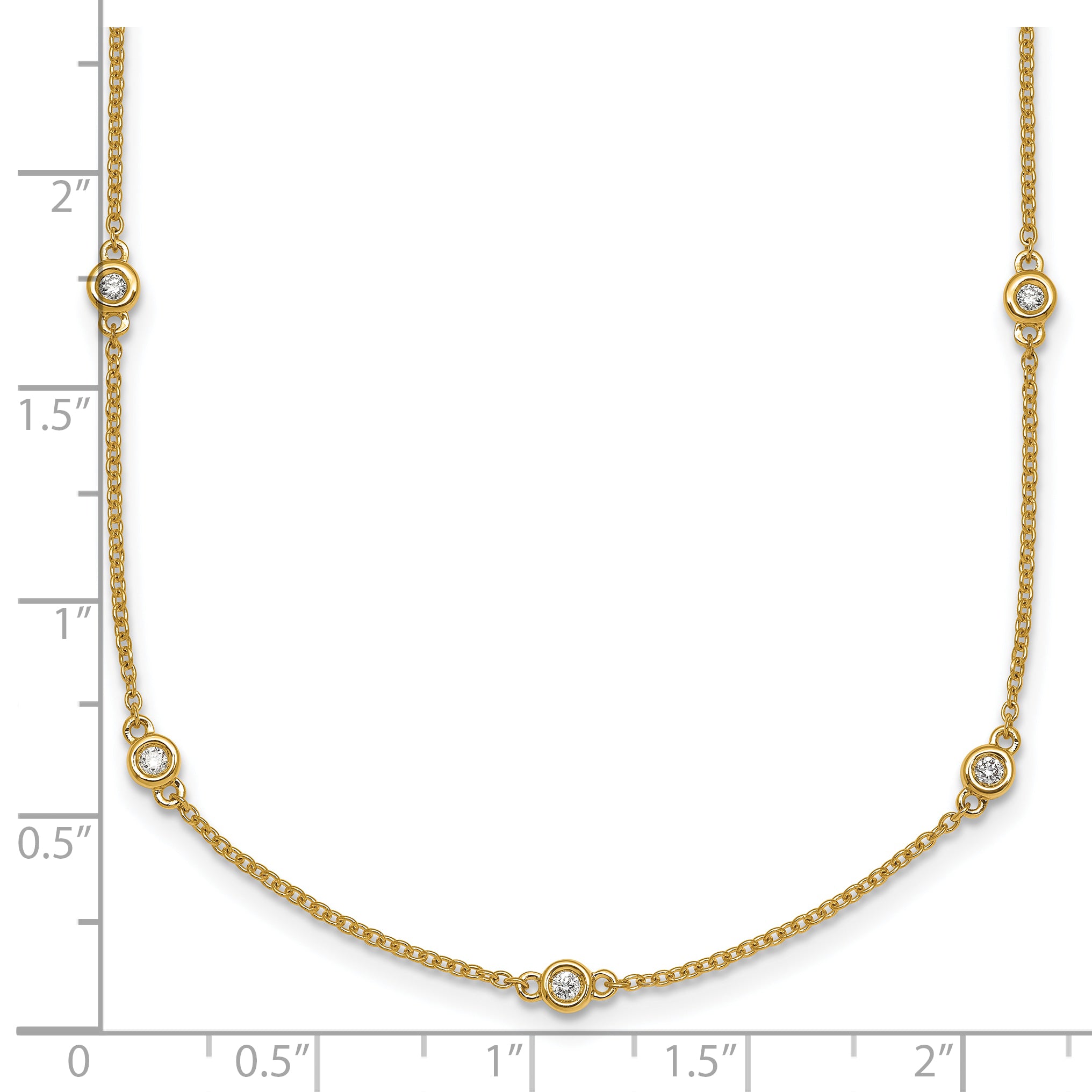 14k Complete 1/3 carat Bezel-set Diamond and Cable Chain 17-Station 20 inch Necklace